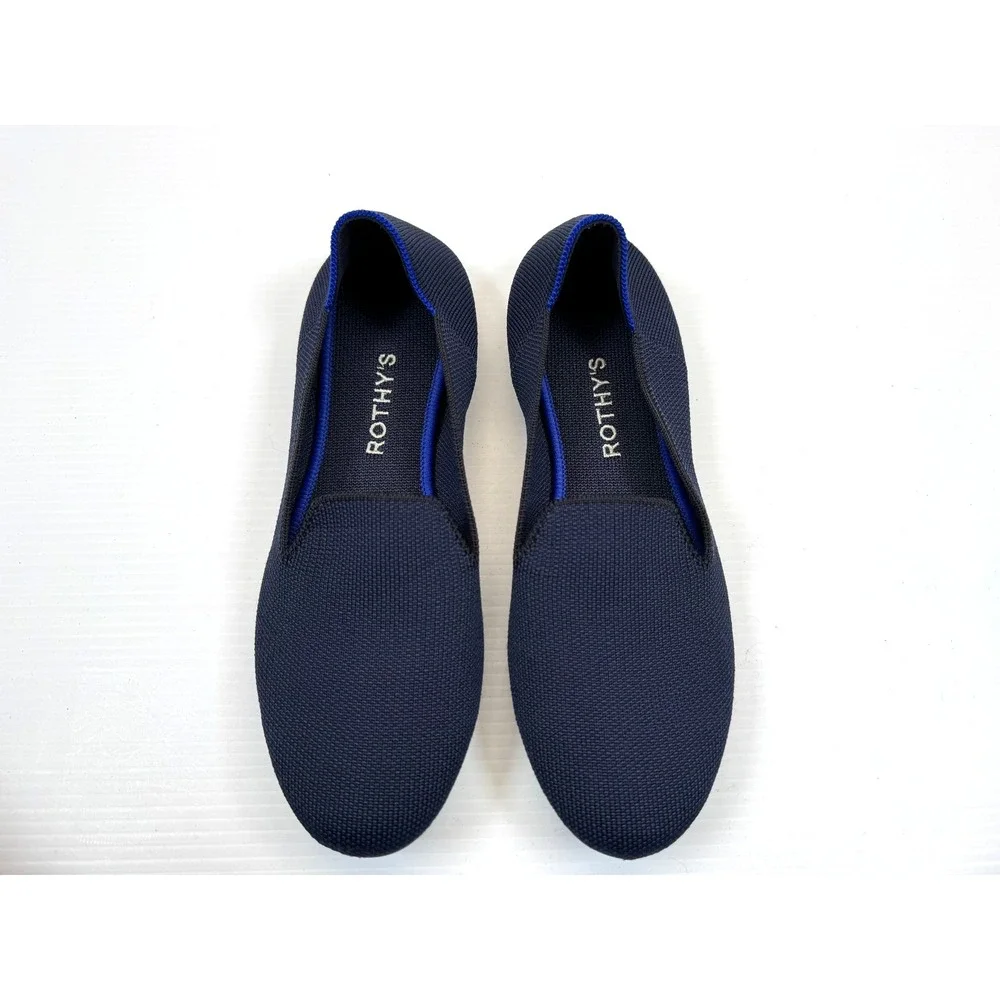 Rothy's The‎ Loafer Women 9 EUC Navy Slip-on Flats Washable Comfort Lightweight